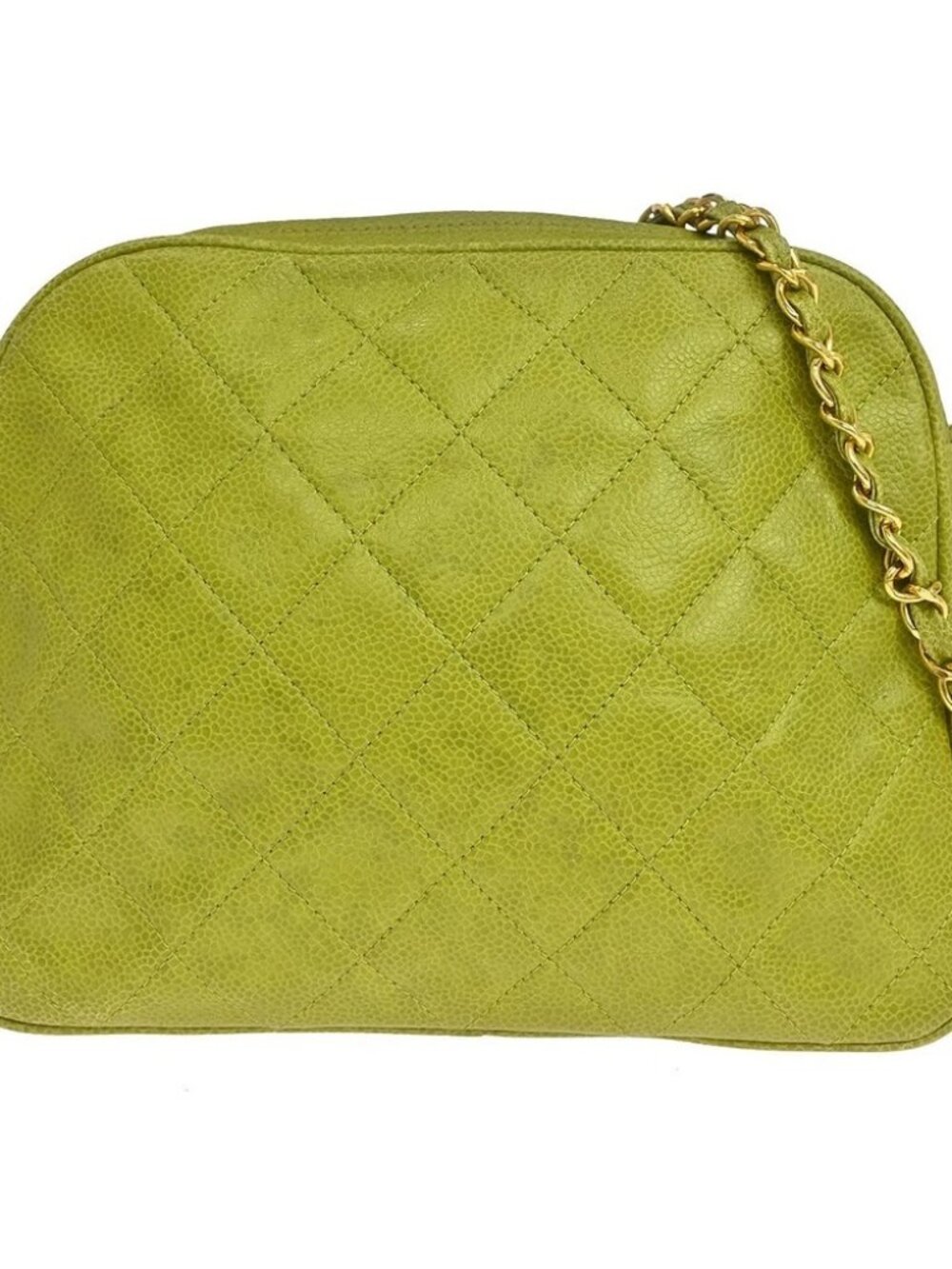Chanel Green Calfskin Matelasse Chain Shoulder Bag